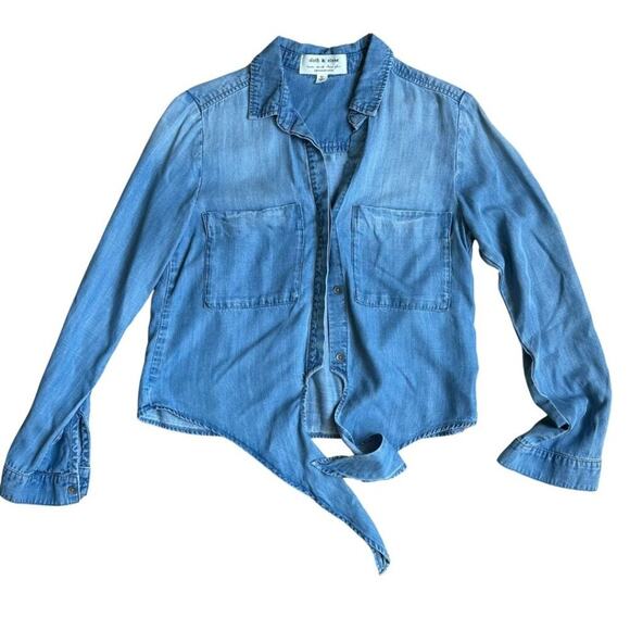 Cloth & Stone Long Sleeve Newtown Chambray Buttondown Blue XS - Picture 2 of 9